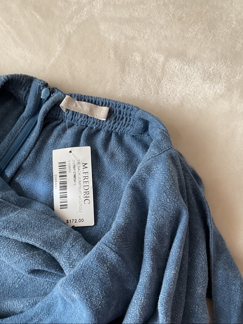 Indah Denim-Blue Wide Leg Jumpsuit with Front Keyhole - Picture 3 of 8